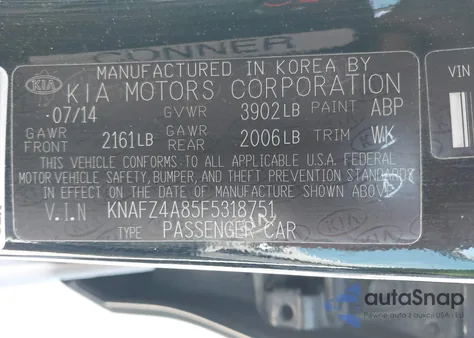 2015 Kia Forte Ex из США, поврежденный, VIN KNAFZ4A85F5318751